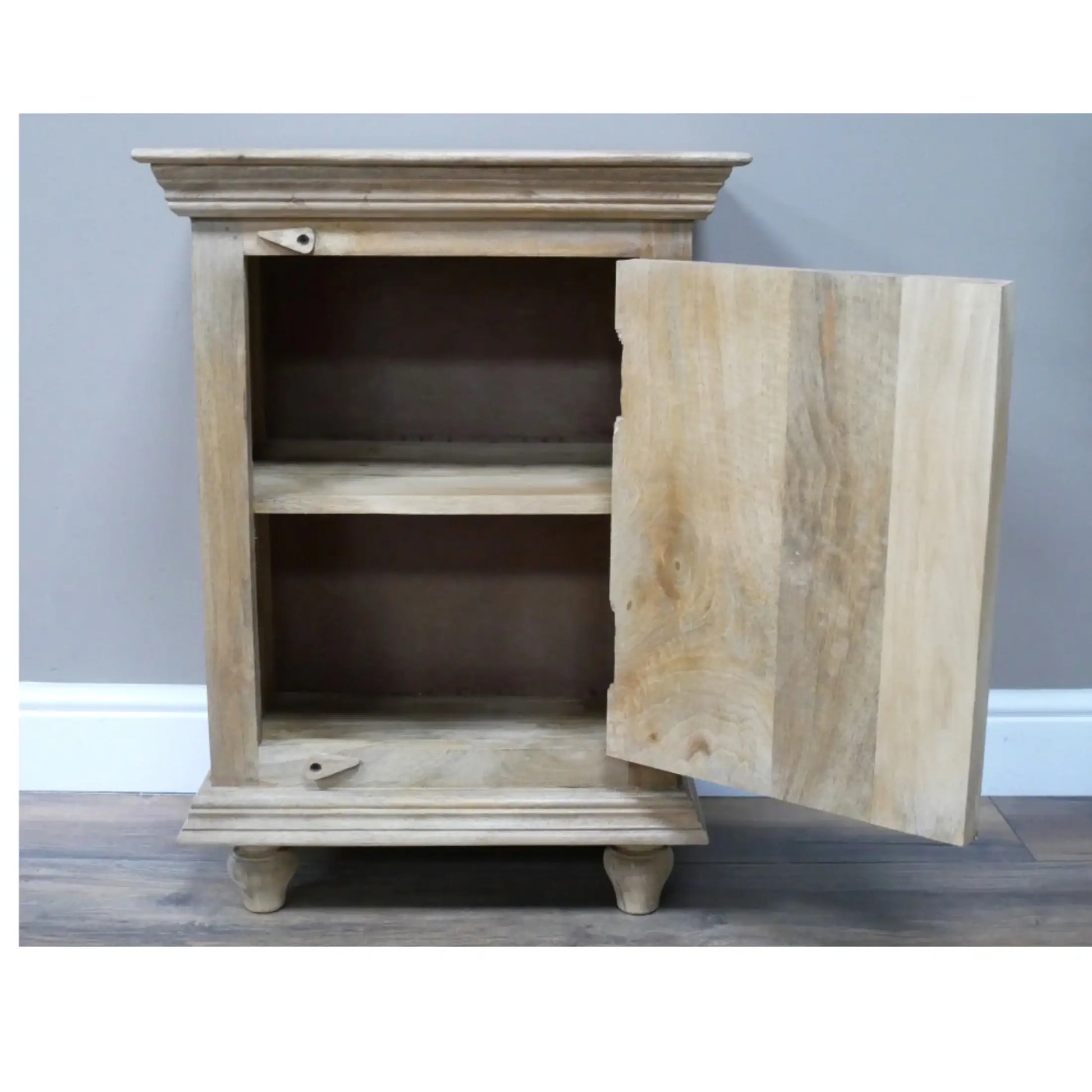 Narrow Rustic Craved Wood Cabinet 5