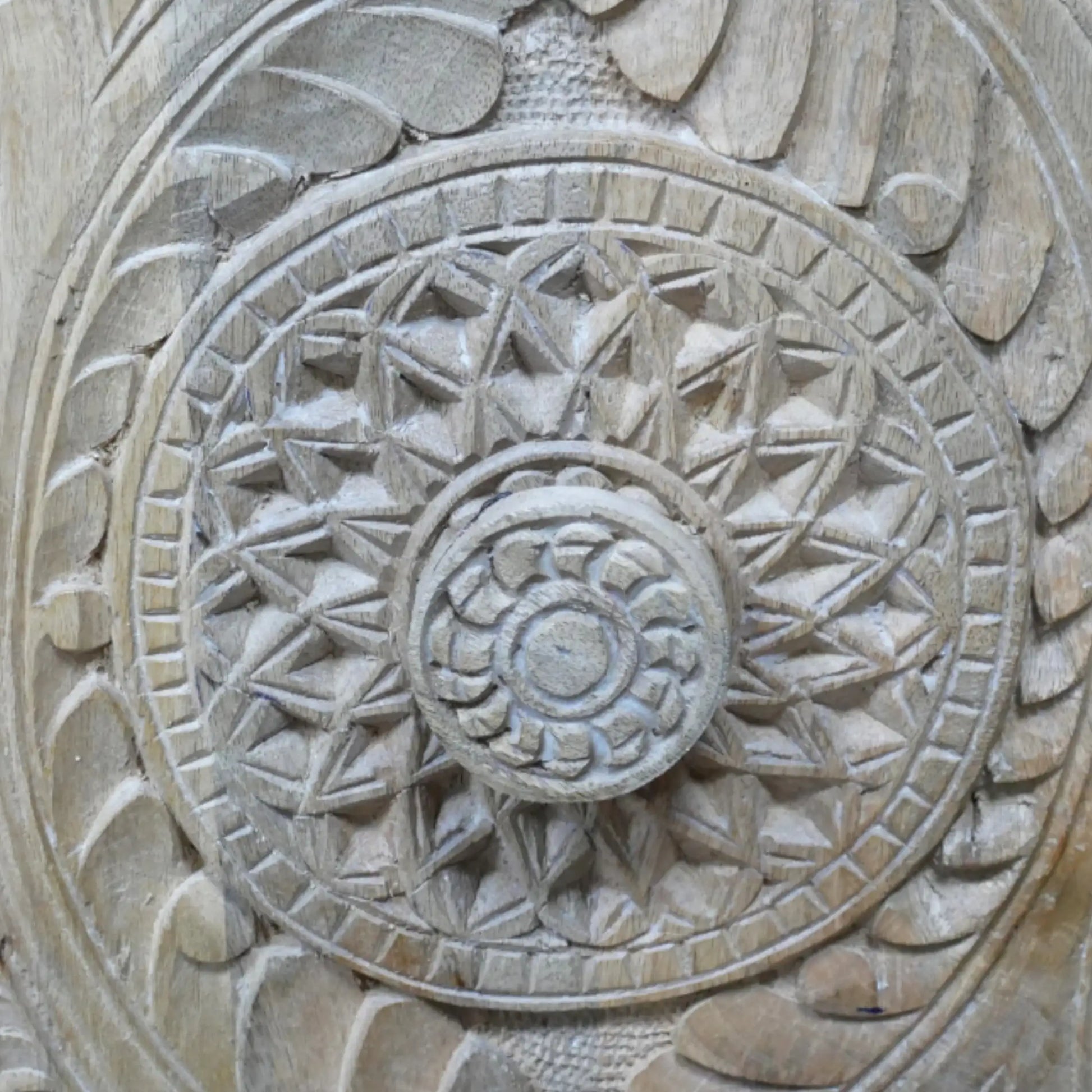 Narrow Rustic Craved Wood Cabinet 5