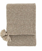 Natural Beige Knitted Tassel Throw 1