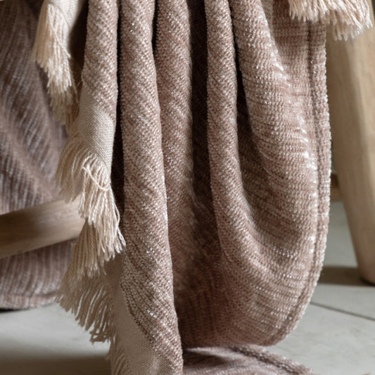 Natural Chenille Fringed Throw 6