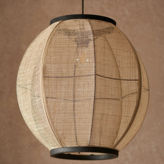 Natural Linen & Wood Pendant Light