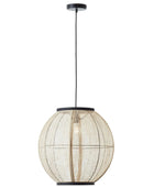 Natural Linen & Wood Pendant Light 4