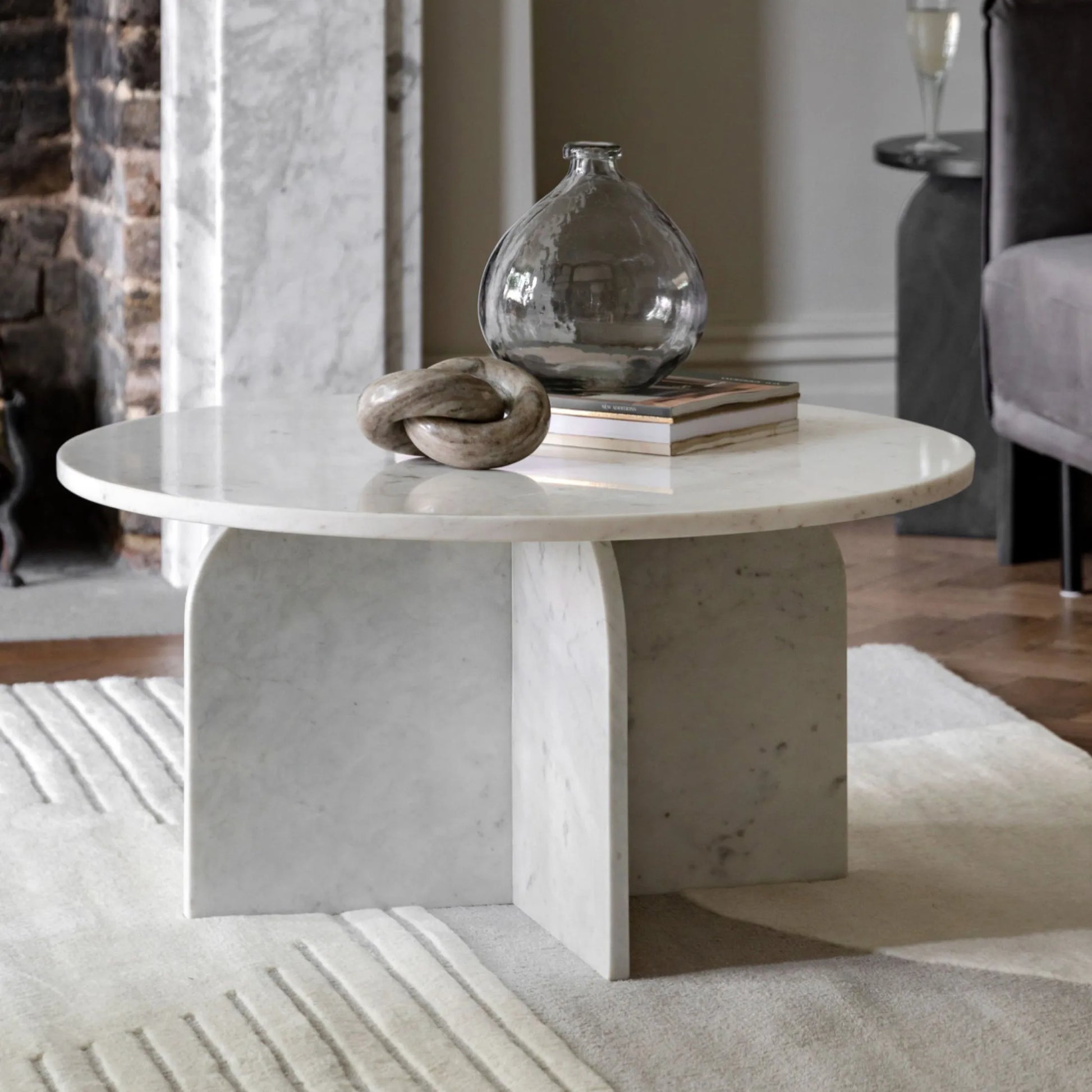 Natural Round White Marble Coffee Table 7