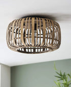 Natural Rustic Bamboo Cage Ceiling Light - The Farthing