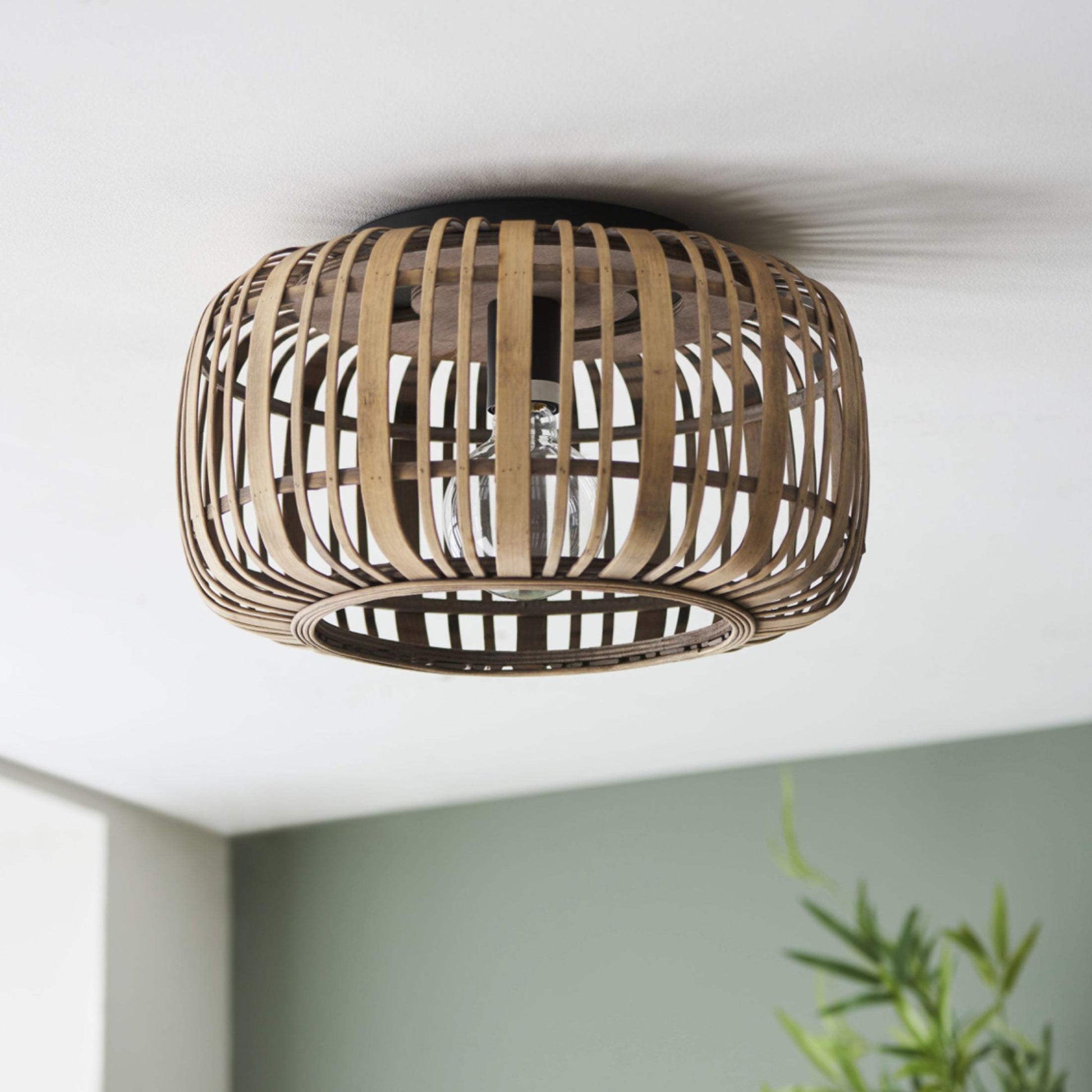 Natural Rustic Bamboo Cage Ceiling Light - The Farthing