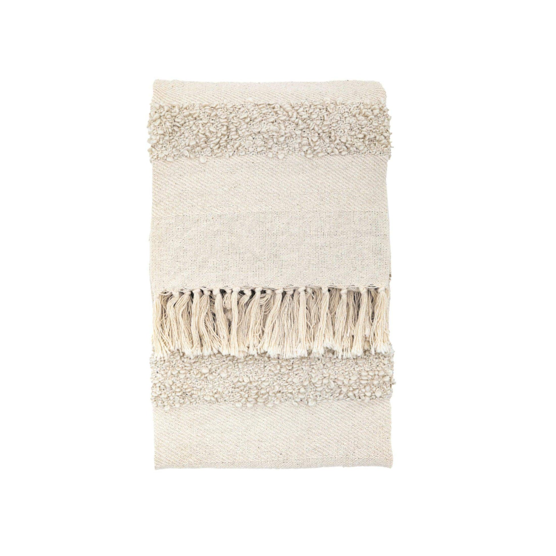 Natural Textured Light Grey Throw - The Farthing