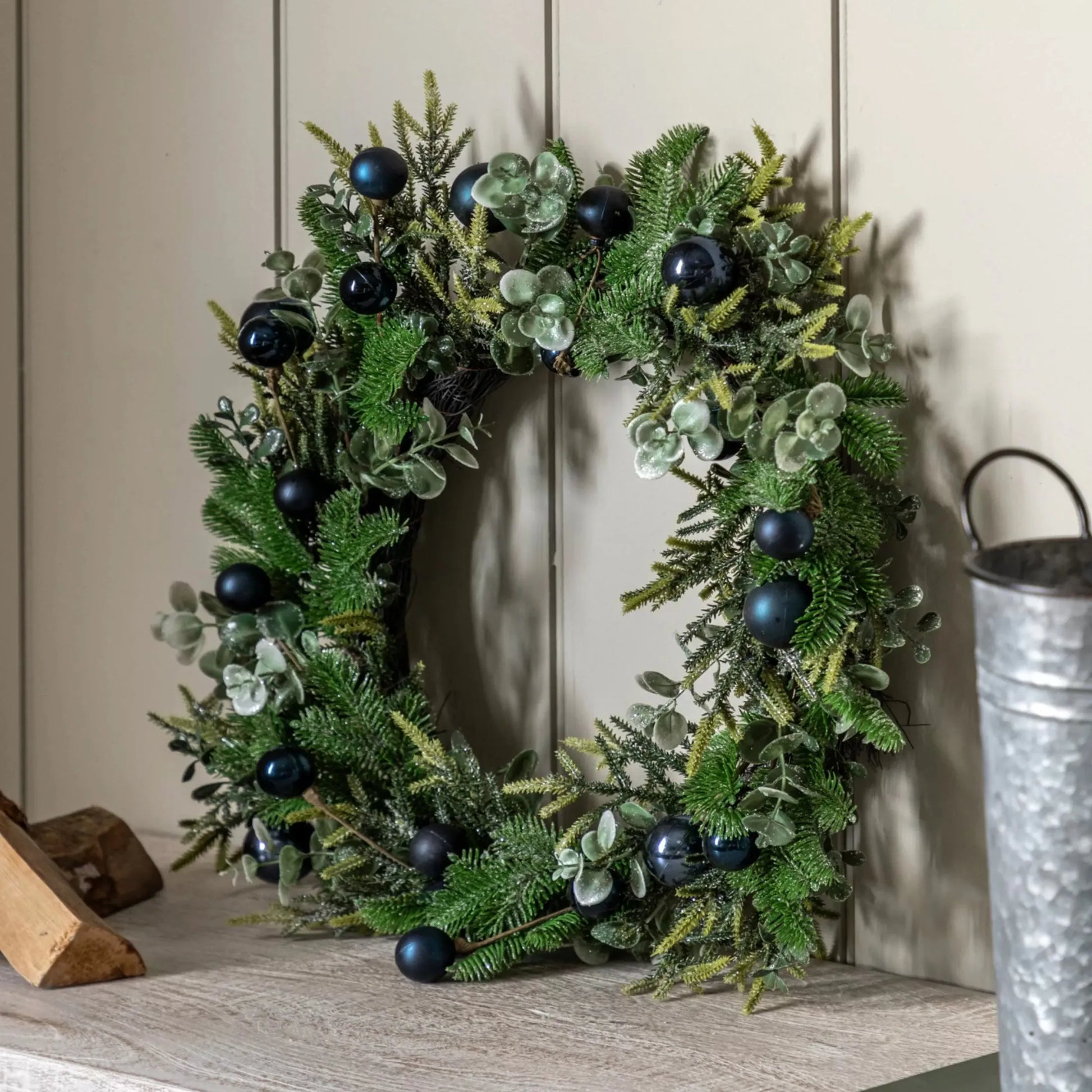 Navy Bauble Festive Wreath 5