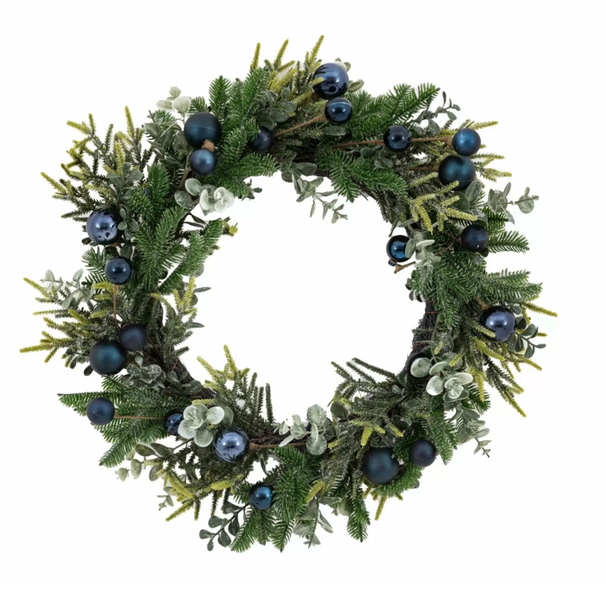 Navy Bauble Festive Wreath 1