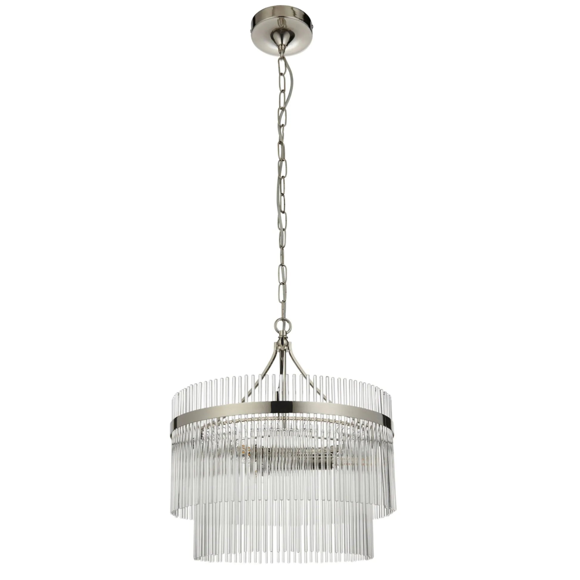 Nickel & Glass Rod Pendant Chandelier 1