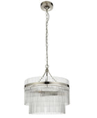 Nickel & Glass Rod Pendant Chandelier 1