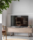 Nordic Styled Smoked Oak Sliding Door Media Unit - The Farthing