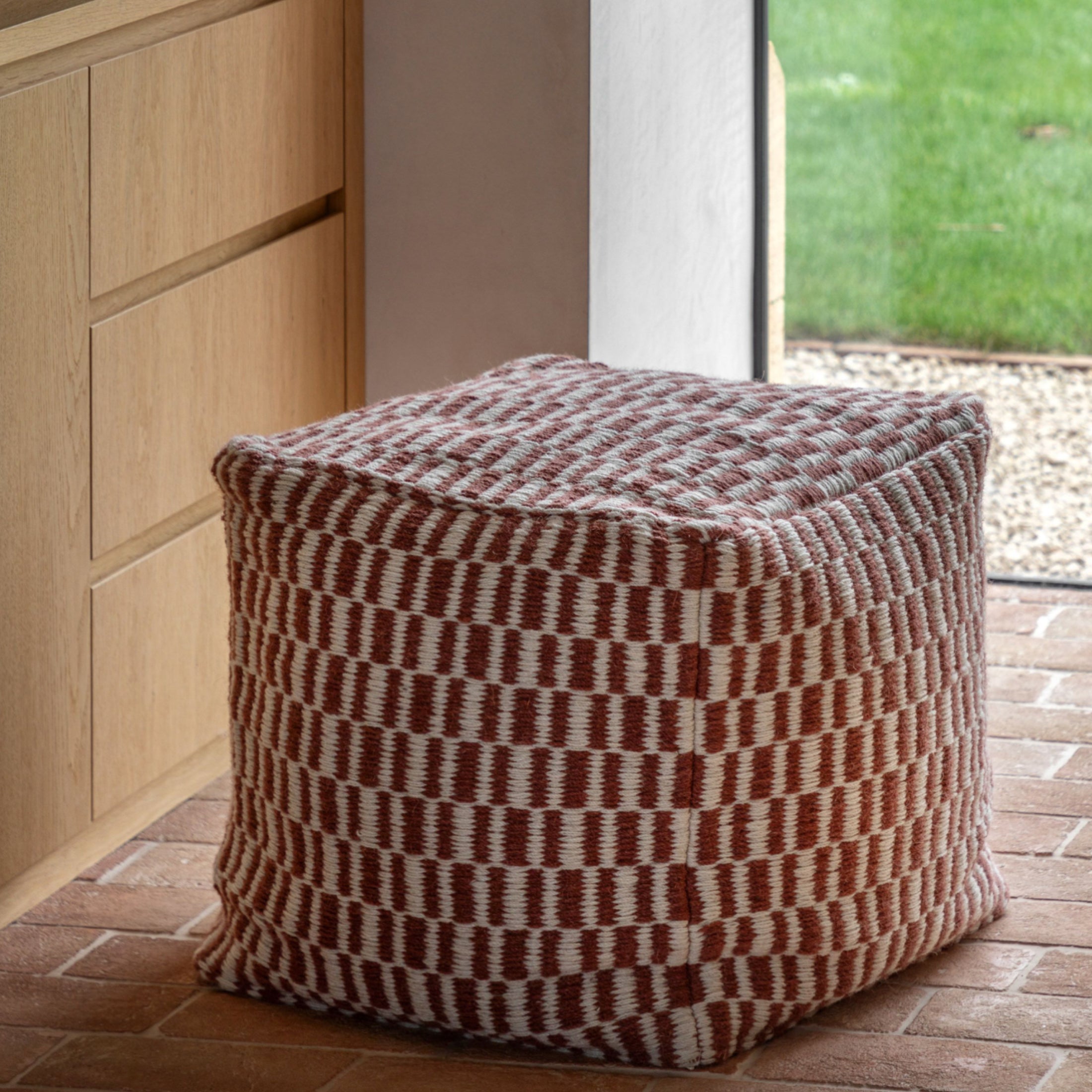 Nutmeg Woven Pattern Pouffe