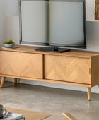 Oak Chevron Fronted 2 Door Media Unit FARTHING