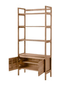 Oak Open Display Shelf Unit with Cupboard - The Farthing