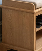 Oak Padded Top Shoe Storage Bench