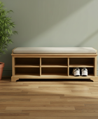 Oak Padded Top Shoe Storage Bench
