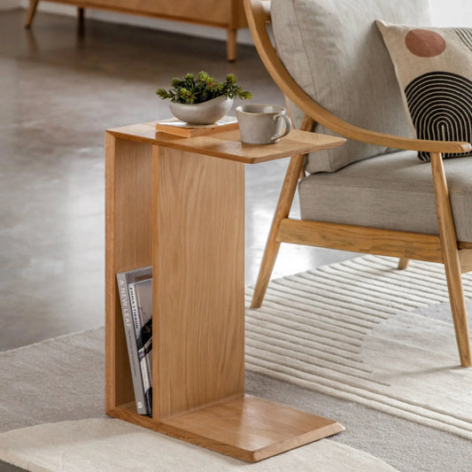 Oak Sofa Side Table with Chevron Top | Farthing