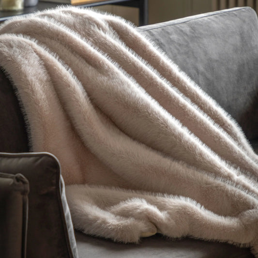 Oatmeal Faux Fur Throw