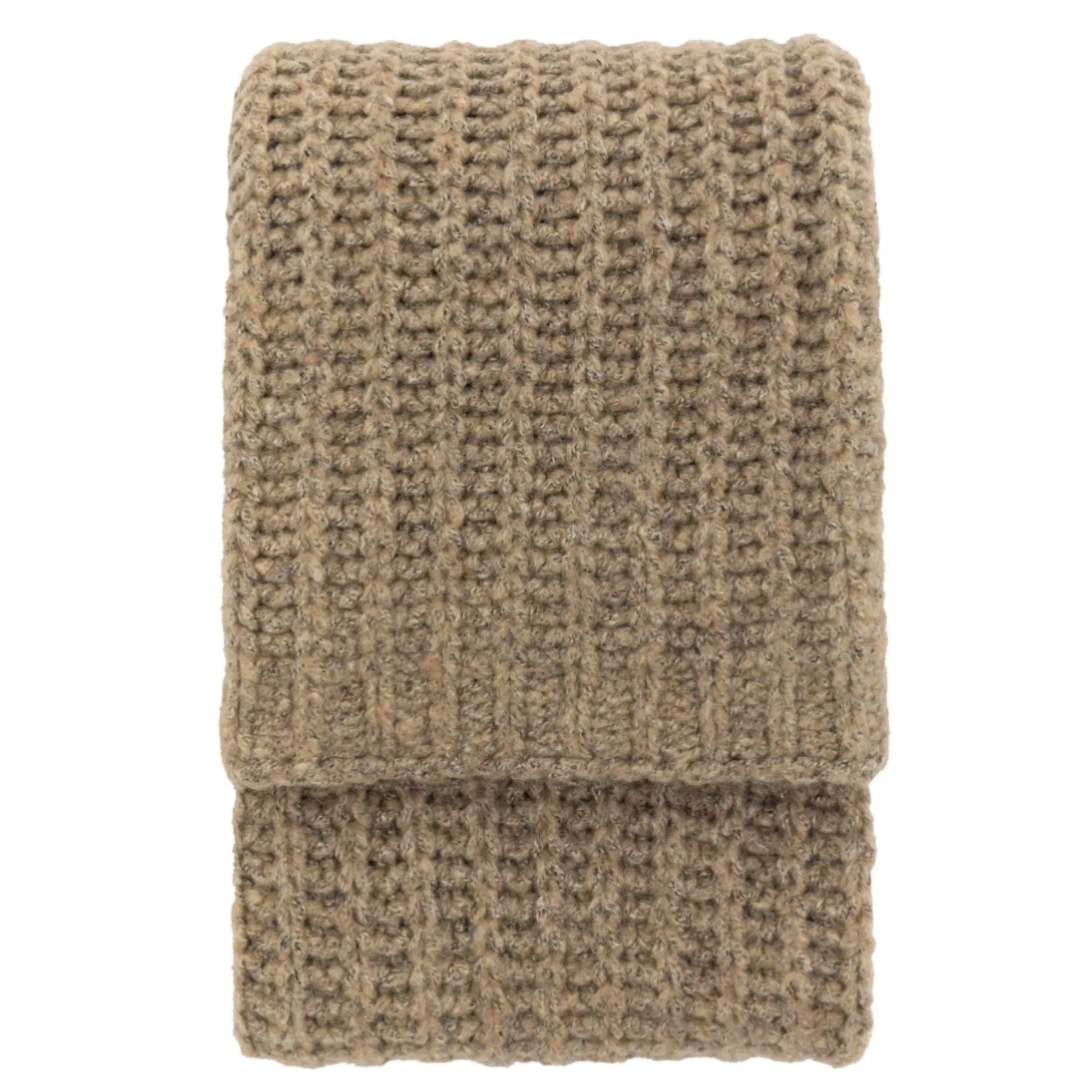 Oatmeal Melange Style Knitted Throw 1