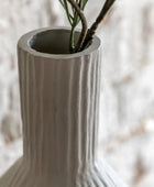 Off White Ribbed Cast Metal Vase 3