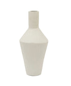Off White Ribbed Cast Metal Vase 1