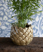 Olive Green Petal Ceramic Plant Pot - The Farthing