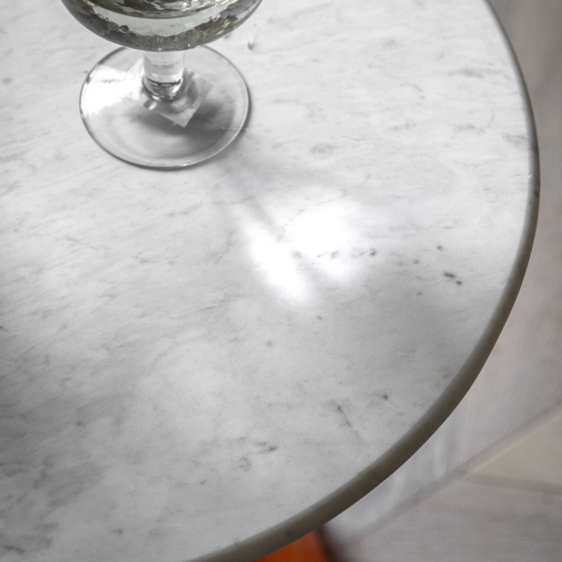 Orange Glass & Marble Topped Side Table - The Farthing