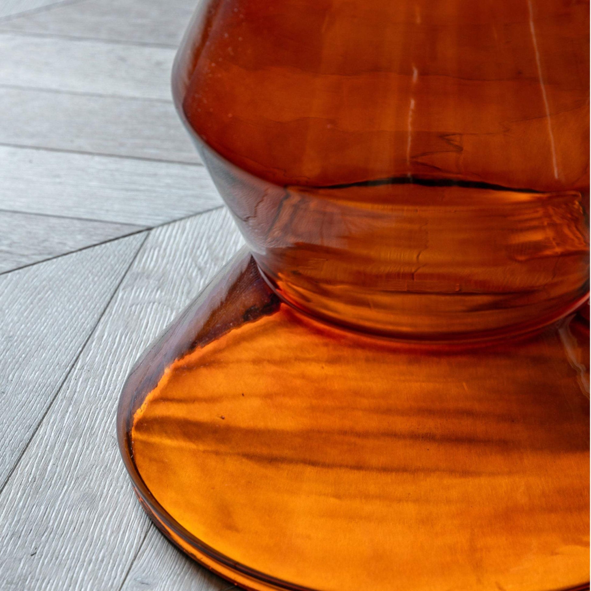 Orange Glass & Marble Topped Side Table - The Farthing