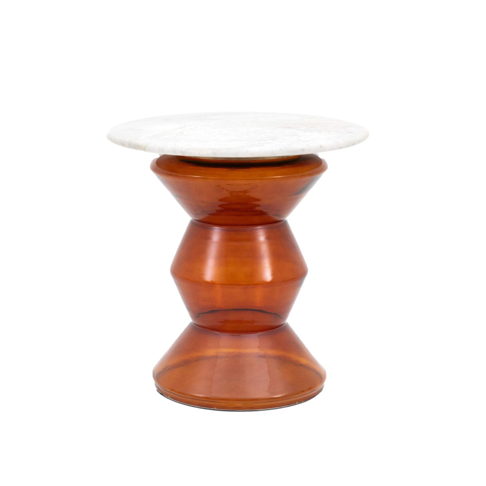 Orange Glass & Marble Topped Side Table - The Farthing