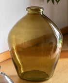 Organic Bottle Shape Olive Glass Vase