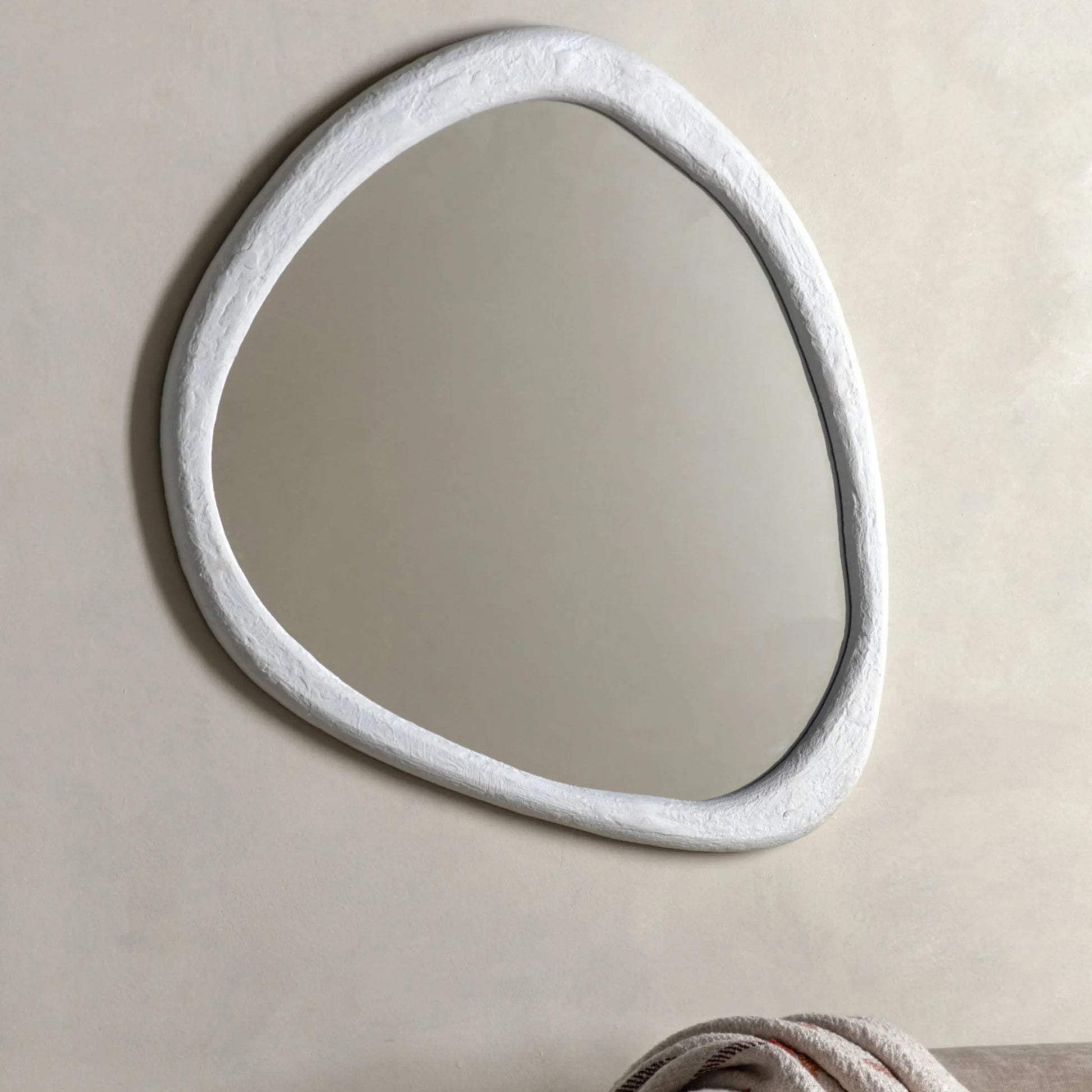 Organic Oval Textured White Frame Mirror 4