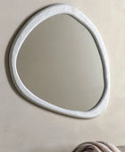 Organic Oval Textured White Frame Mirror 4