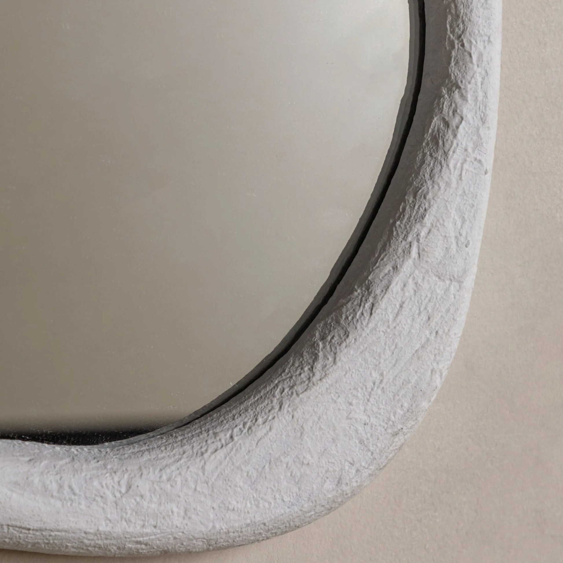 Organic Oval Textured White Frame Mirror