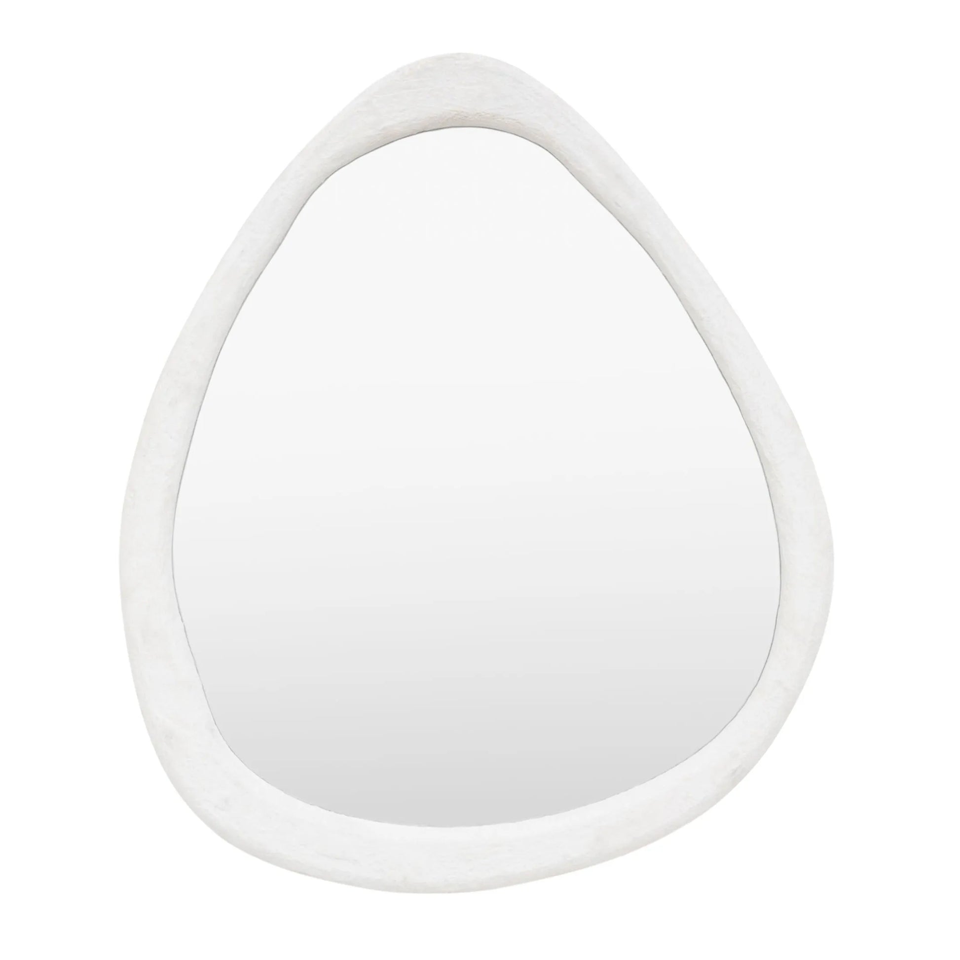 Organic Oval Textured White Frame Mirror 1