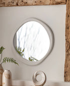 Organic Pebble Textured White Frame Mirror 1