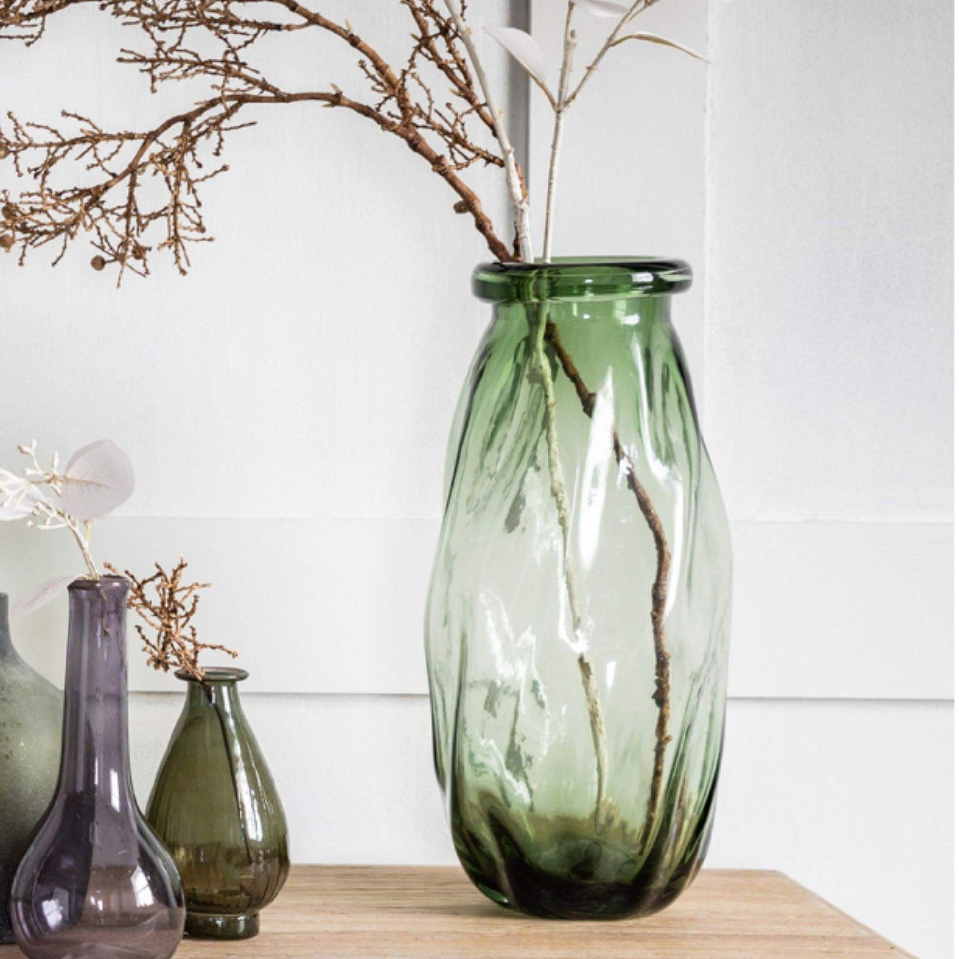 Organic Shaped Green Glass Vase - The Farthing