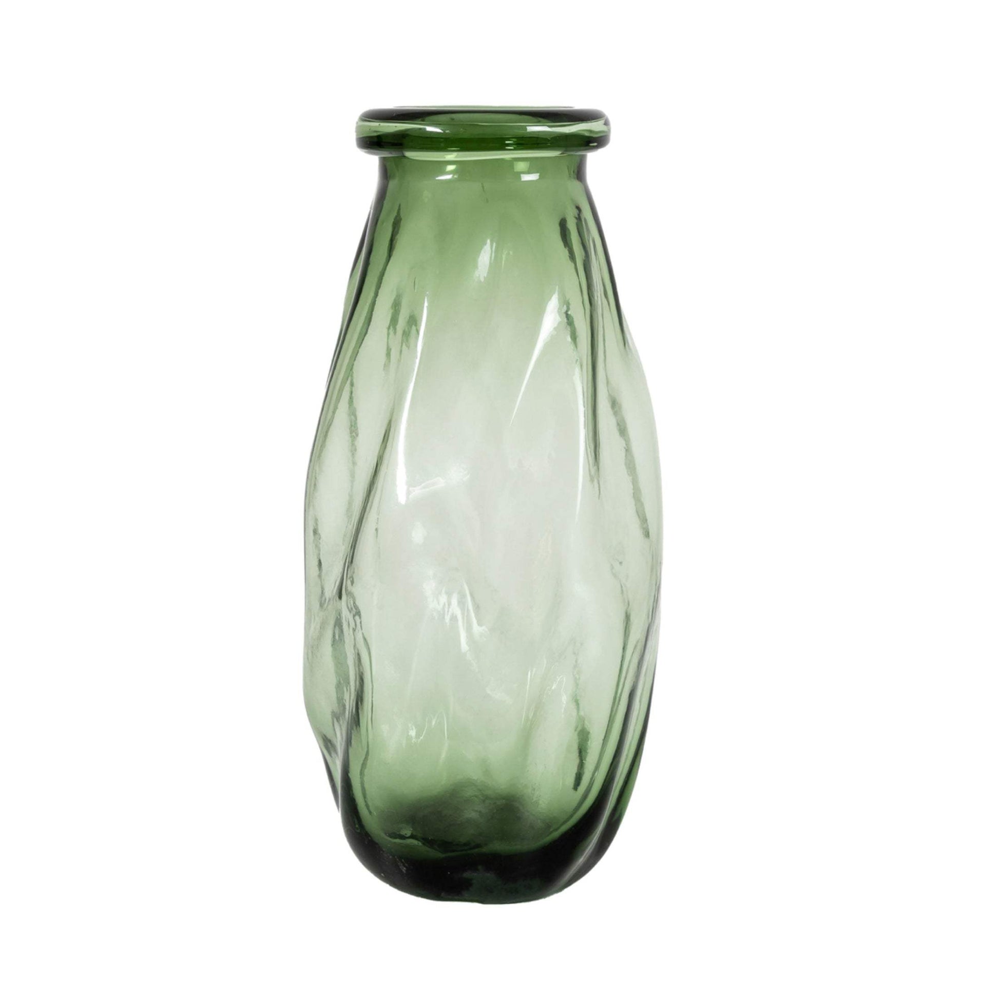 Organic Shaped Green Glass Vase - The Farthing