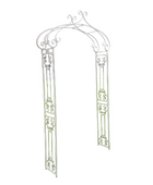 Decorative metal arch on a white background