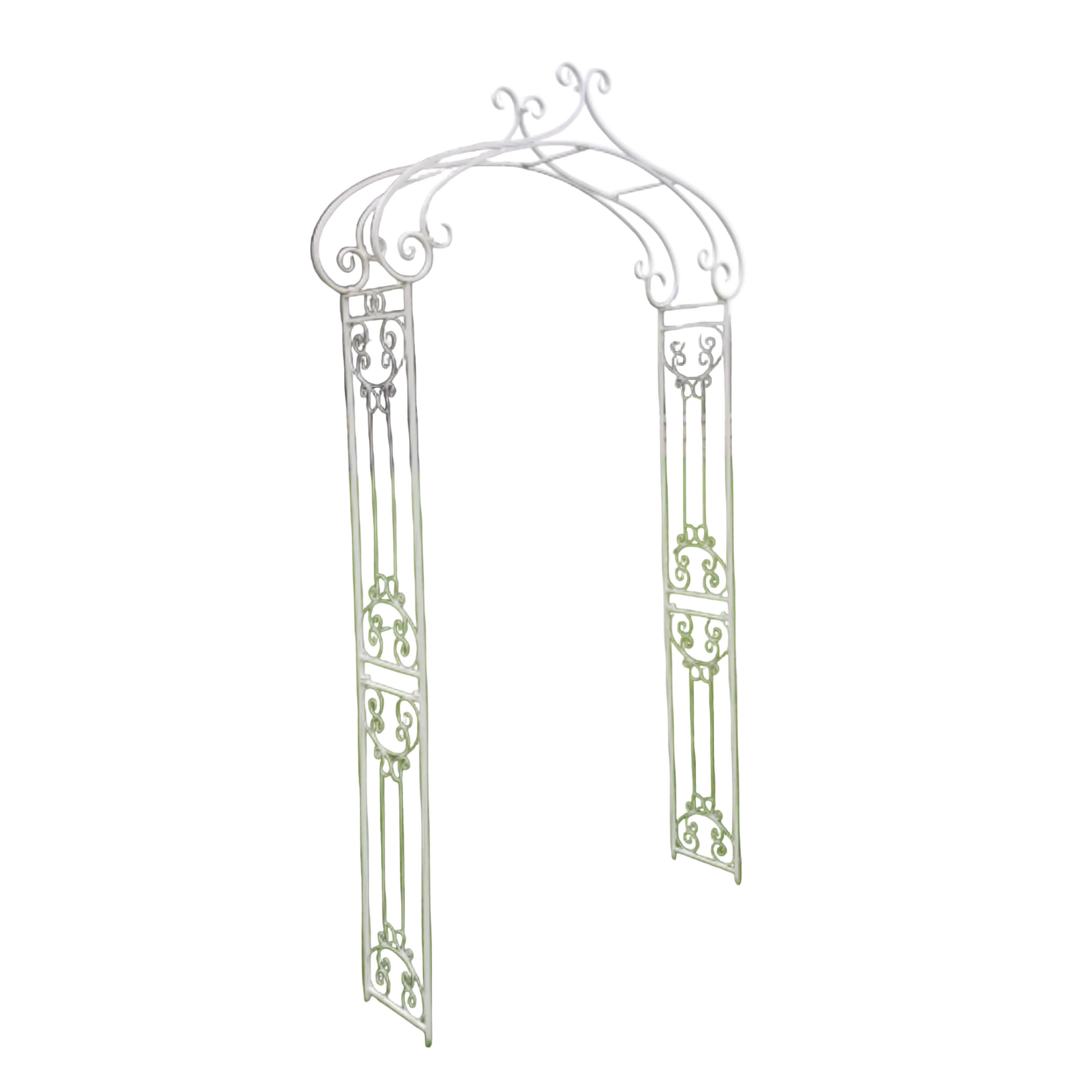 Decorative metal arch on a white background