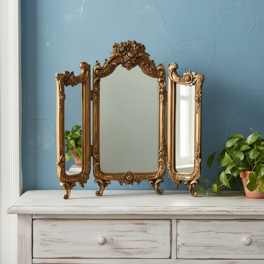 OrnateFloralTableTopMirror