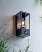 Outdoor Matt Black Box Lantern Wall Light with PIR Sensor - The Farthing