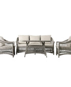 Outdoor PE Rattan Country Sofa Dining Set 4