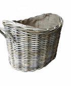Wicker basket with a natural finish on a white background