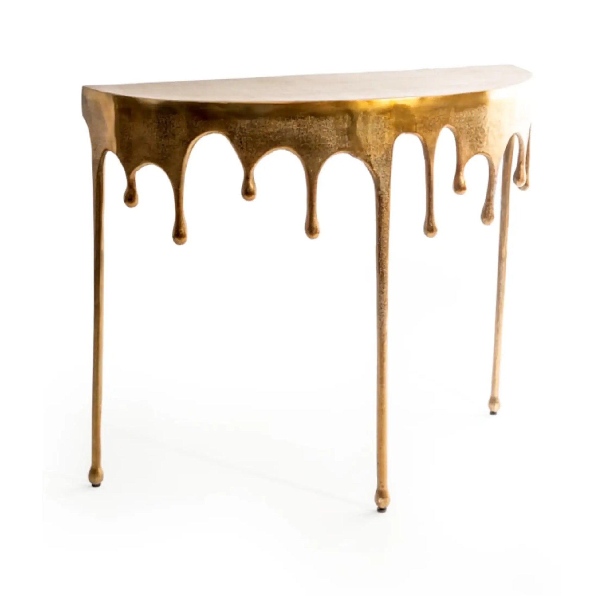 Oval Metal Gold Drip Console Table