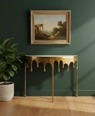 OvalMetalGoldDripConsoleTable