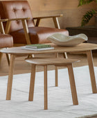 Oval Mid Century Styled Oak Coffee Table Nest