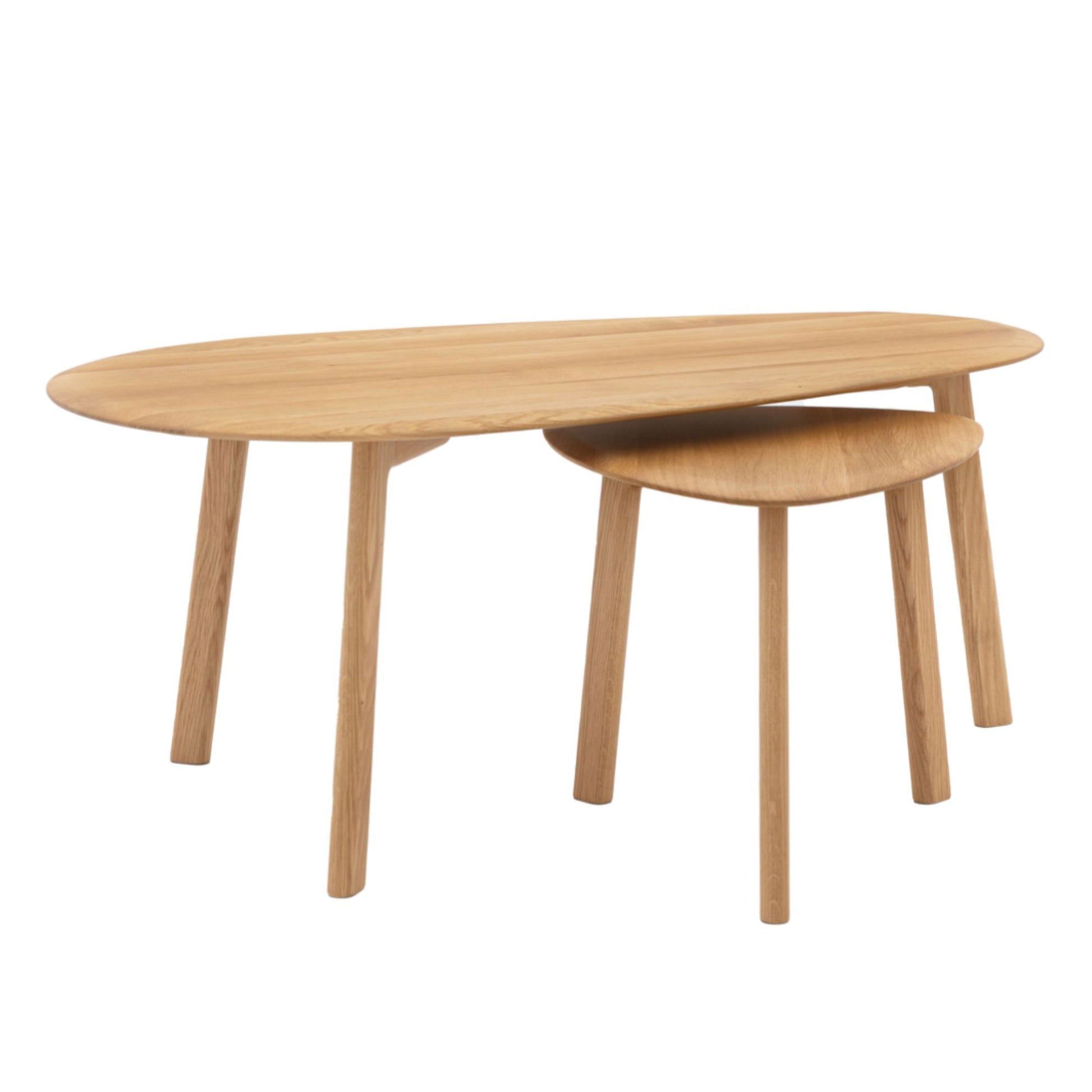 Oval Mid Century Styled Oak Coffee Table Nest 1