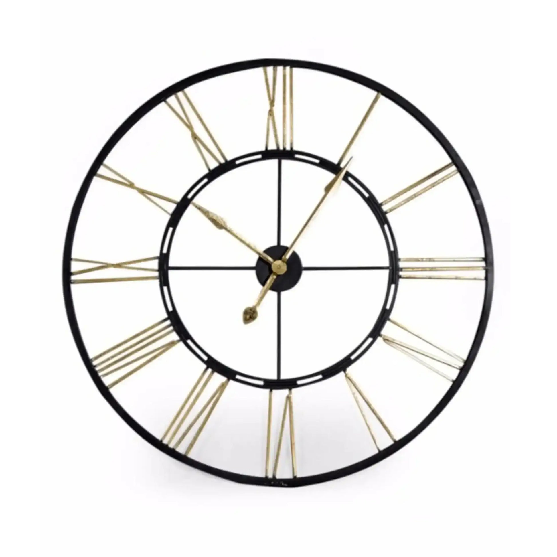 Oversized Vintage Gold & Black Skeleton Clock