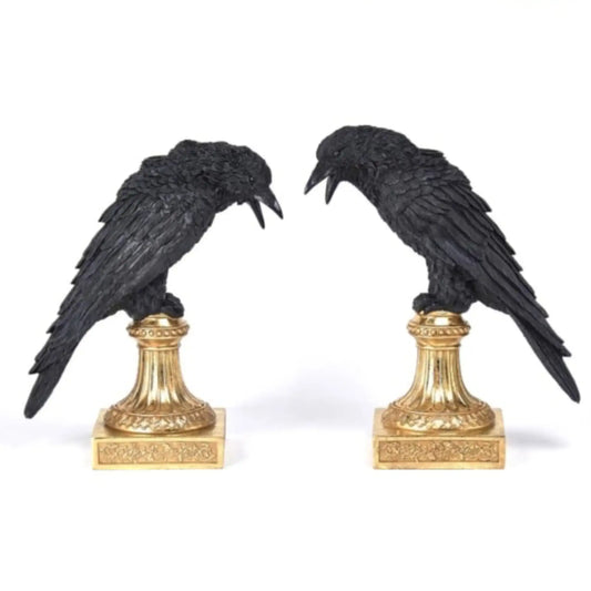 Pair of Black Crow Candle Holders