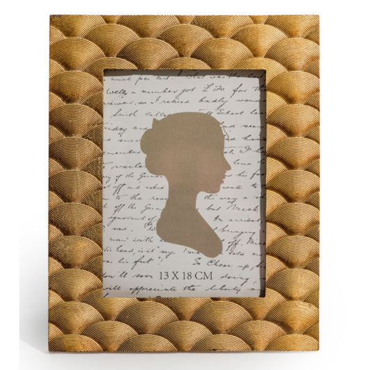 Framed silhouette with text on a textured gold background